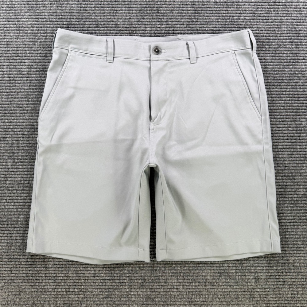Mizzen+Main Baron Short Mens 34 Light Gray Performance Golf Shorts 9" Inseam
